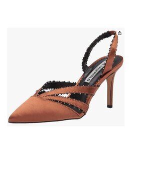 Karl Lagerfield Paris Rowena Copper Satin Classic Slingback Heel Pointed Toe